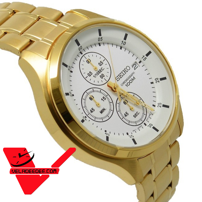 SEIKO Sport Chronograph  นาฬิกาข้อมือผู้ชาย ตัวเรือนและสายเป็นสแตนเลสสีทอง รุ่น SKS544P1