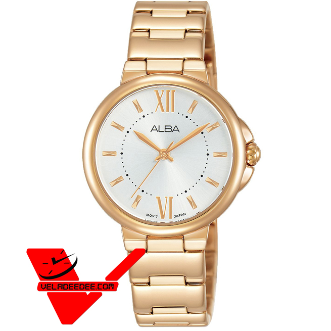นาฬิกาข้อมือผู้หญิง Alba ตัวเรือนและสายนาฬิกา สีพิงค์โกลด์ Pink Gold รุ่น AH8422X1