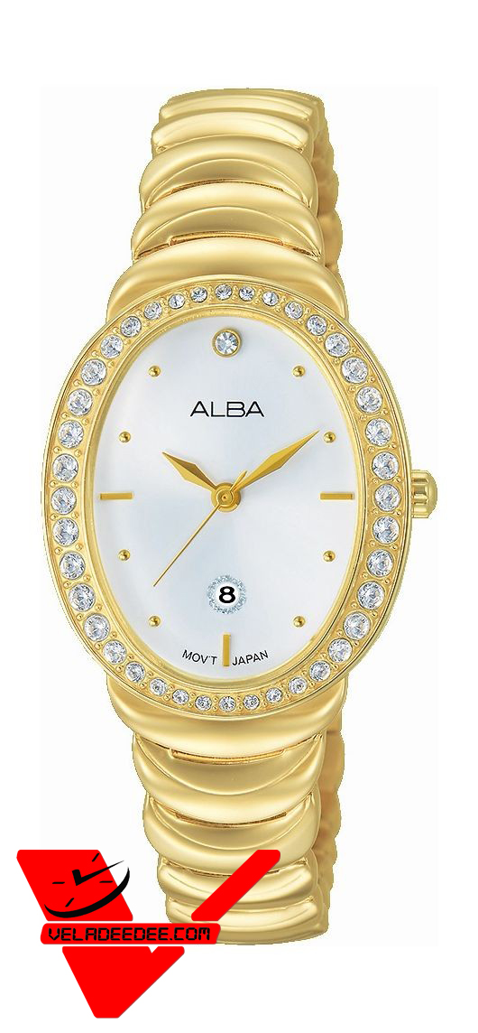 ALBA Crystal Swarovski นาฬิกาข้อมือหญิง สายสแตนเลสสี Gold รุ่น AH7L42X