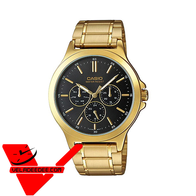 Casio Standard (ประกันCMG) นาฬิกาข้อมือชาย สายสแตนเลส สีทอง รุ่น MTP-V300G-1A