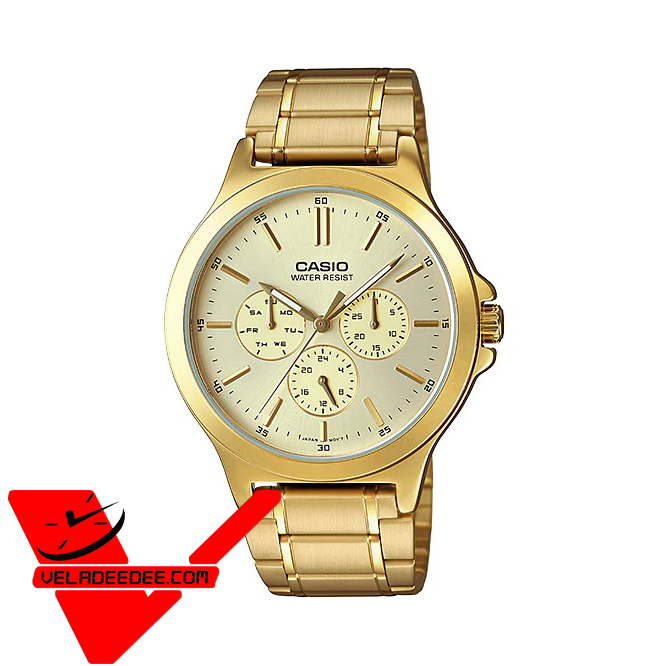 Casio Standard (ประกันCMG) นาฬิกาข้อมือชาย สายสแตนเลส สีทอง รุ่น MTP-V300G-9A
