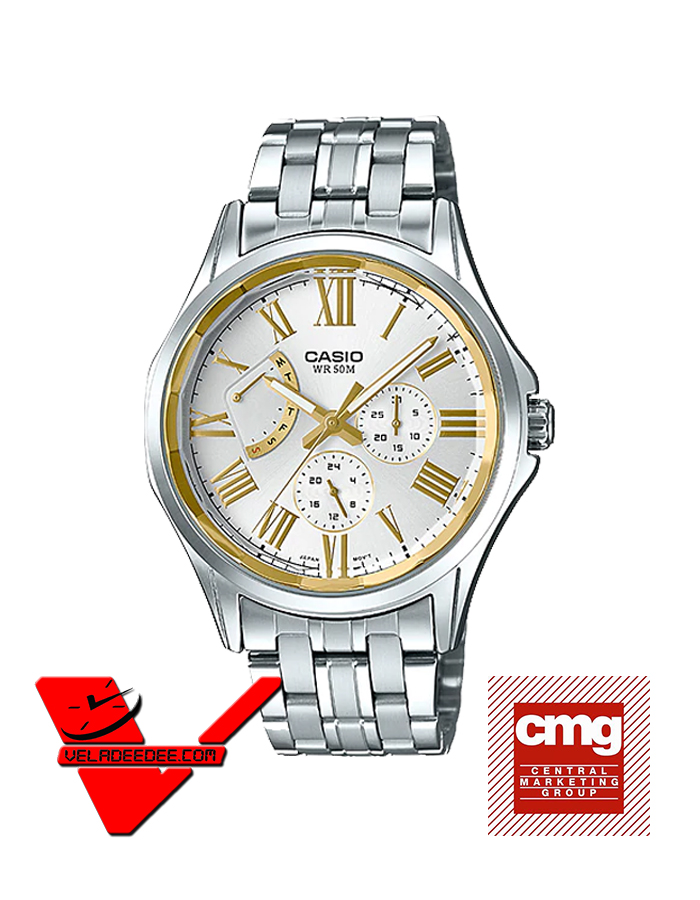 Casio Standard (ประกันCMG) นาฬิกาข้อมือชาย สายสแตนเลส สีทอง รุ่น MTP-E311DY-7AVDF