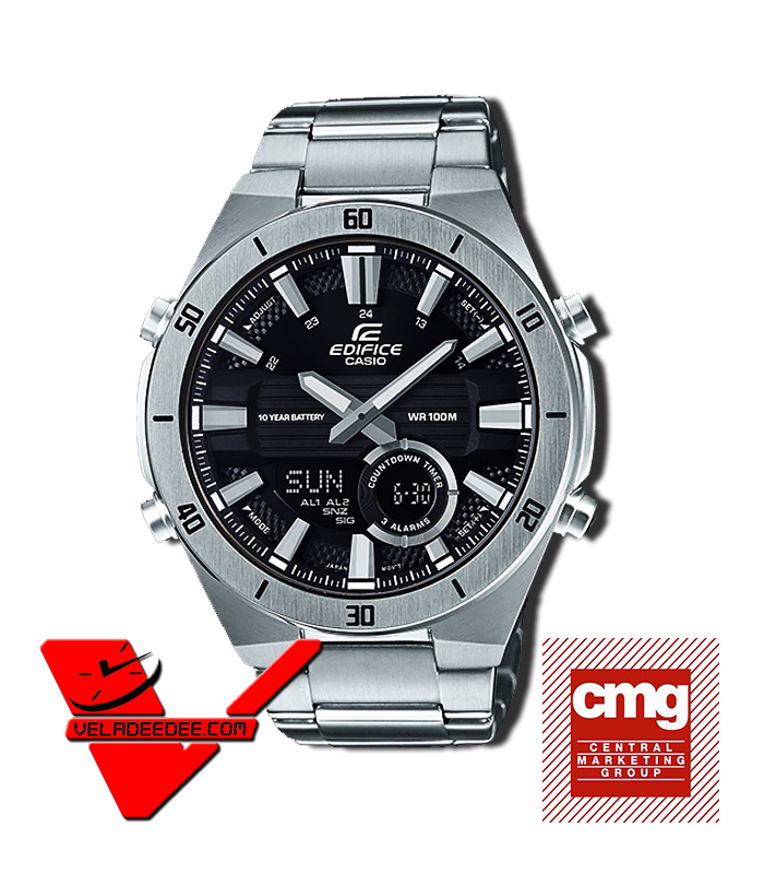 Casio Edifice (ประกัน CMG ศูนย์เซ็นทรัล1ปี) นาฬิกาข้อมือสุภาพบุรุษ 2 ระบบ สายสแตนเลส รุ่น ERA-110D-1AV