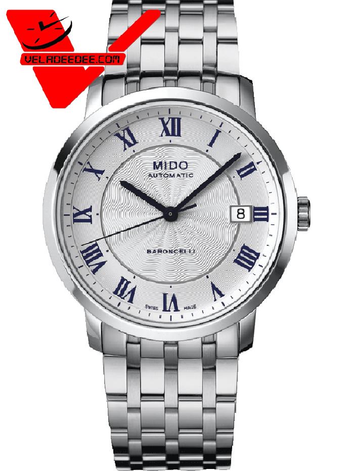 MIDO Baroncelli ประกันศูนย์ไทยศรีทองพาณิชย์ 2 ปี Automatic Silver Dial Watch รุ่น M3895.4.21.1