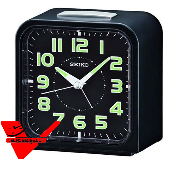 SEIKO นาฬิกาตั้งปลุก Bell Alarm มีพรายน้ำ รุ่น QHK025K สีดำ