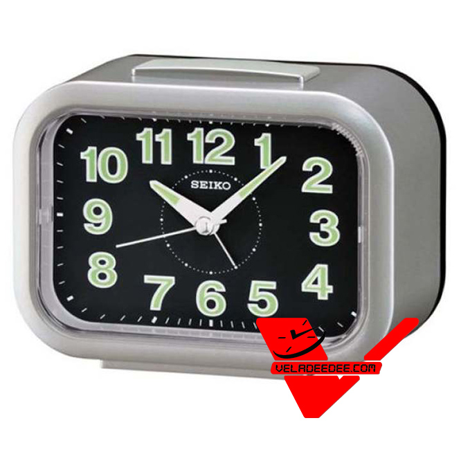 SEIKO นาฬิกาปลุก Quiet Sweep (Snooze) มีไฟ เสียงกริ่ง รุ่น QHK026S สีเงิน