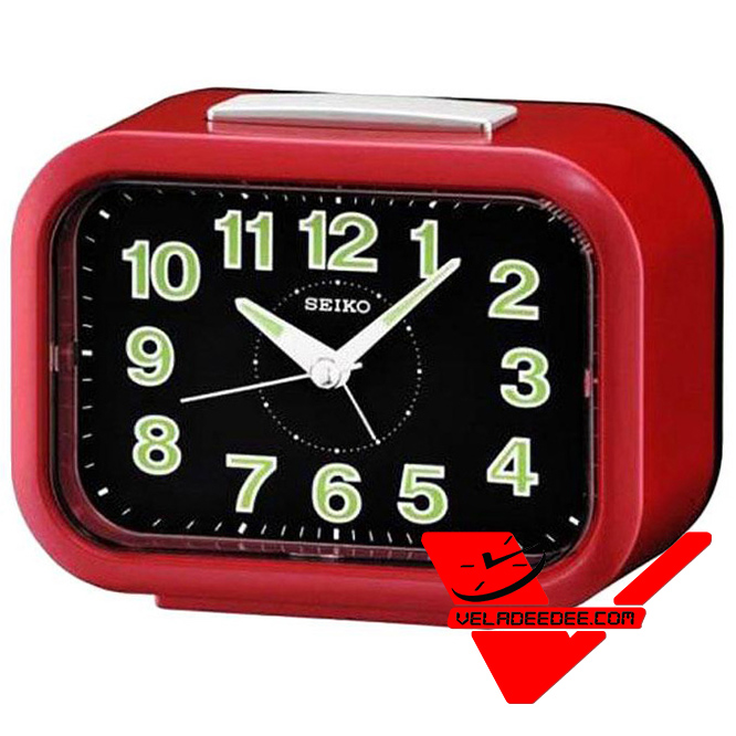 SEIKO นาฬิกาปลุก Quiet Sweep (Snooze) มีไฟ เสียงกริ่ง รุ่น QHK026R สีแดง