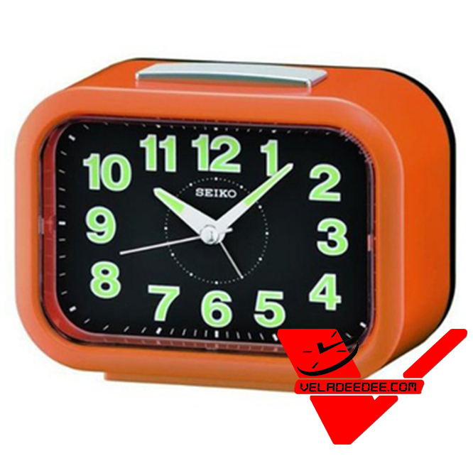 SEIKO นาฬิกาปลุก Quiet Sweep (Snooze) มีไฟ เสียงกริ่ง รุ่น QHK026E สีส้ม