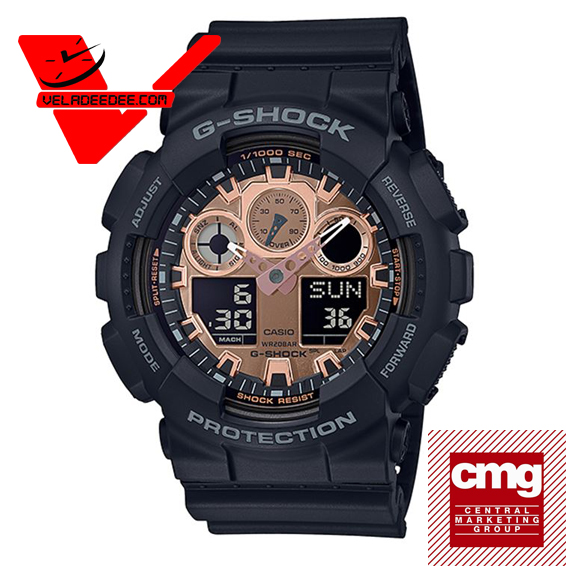 veladeedee.com Casio G-shock รุ่นสีพิเศษ สีโรสโกลด์ นาฬิกาข้อมือชาย สายเรซิ่น (ประกัน CMG ศูนย์เซ็นทรัล 1 ปี) รุ่น GA-100MMC-1