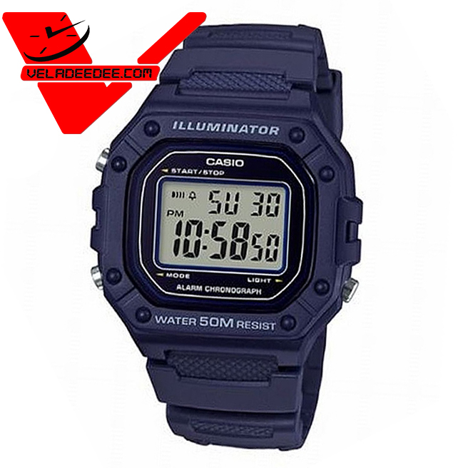 Casio Standard นาฬิกาข้อมือ คาสิโอ สายเรซิ่น รุ่น W-218H-2AV (สีน้ำเงิน)