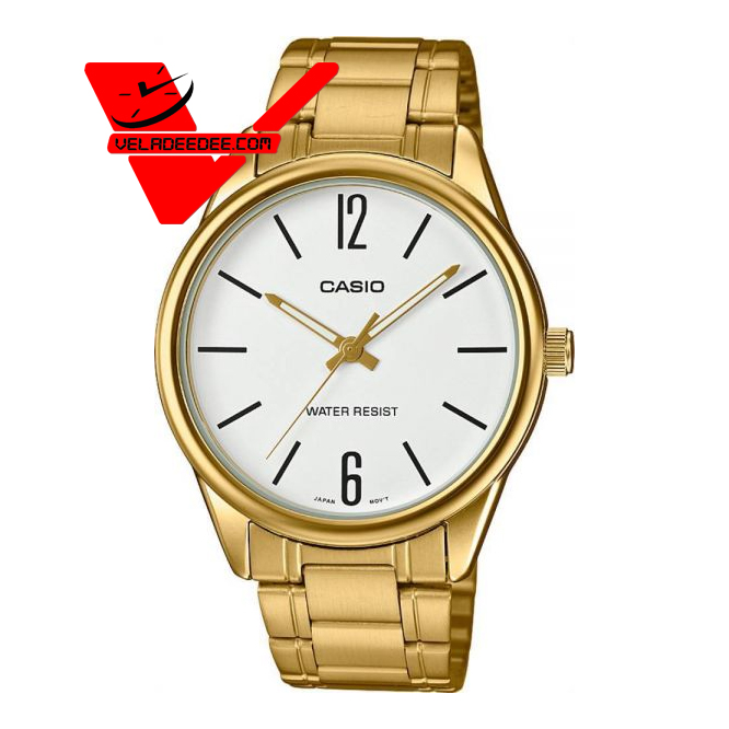 Casio Standard MTP-V005G-7A นาฬิกาข้อมือสุภาพบุรุษ - Gold สายแสตนเลสแท้ รุ่น MTP-V005G-7AUDF