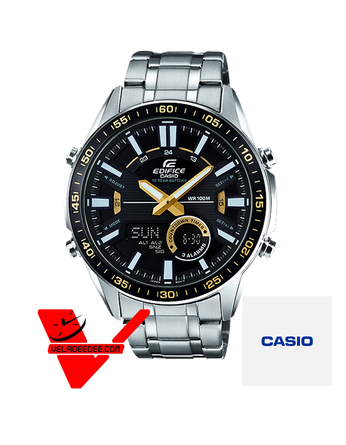 Casio Edifice (ประกัน CMG ศูนย์เซ็นทรัล1ปี) นาฬิกาข้อมือสุภาพบุรุษ 2 ระบบ สายแสตนเลส รุ่น EFV-C100D-1BV
