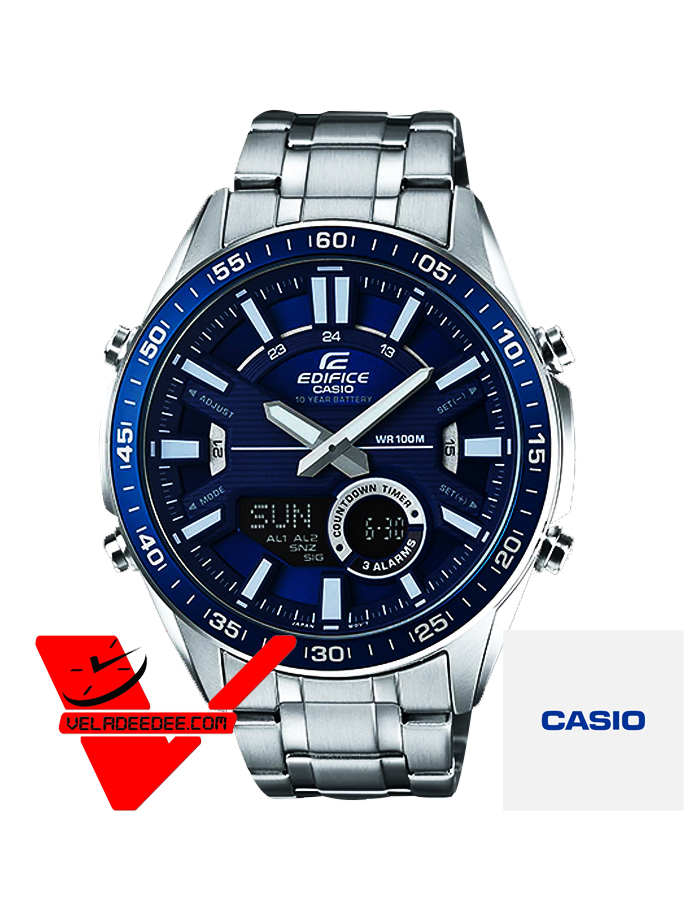 Casio Edifice (ประกัน CMG ศูนย์เซ็นทรัล1ปี) นาฬิกาข้อมือสุภาพบุรุษ 2 ระบบ สายแสตนเลส รุ่น EFV-C100D-2AV