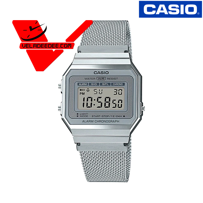นาฬิกา Casio A700W-1A คอลเลคชั่นวินเทจ (ประกัน CMG ศูนย์เซ็นทรัล1ปี) นาฬิกาข้อมือ สายสแตนเลส รุ่น Casio A700WM-7ADF Veladeedee