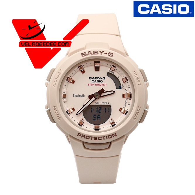 Veladeedee นาฬิกา Casio Baby-G G-SQUAD นาฬิกาข้อมือหญิง 2 ระบบ Bluetooth (ประกัน CMG ศูนย์เซ็นทรัล 1 ปี) รุ่น BSA-B100-4A1 (สีชมพู)