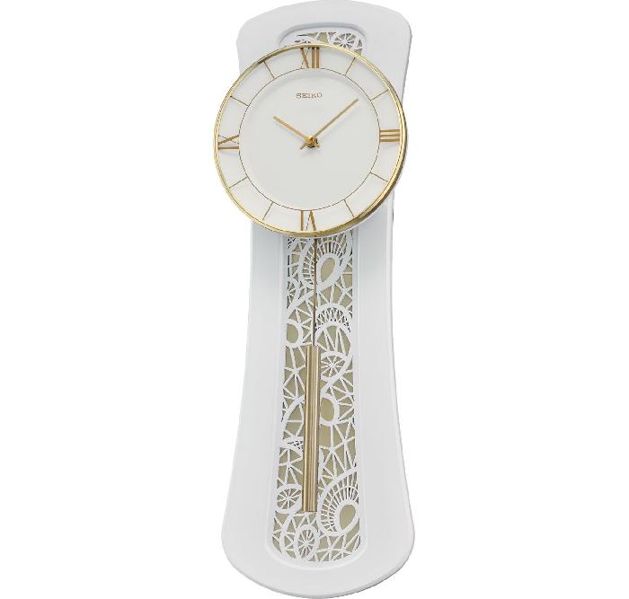 Seiko นาฬิกาแขวน สุดหรู มีลูกตุ้มแกว่งหรูหรา แนวโมเดิล ร่วมสมัย รุ่น QXC228W (สีขาวทอง)