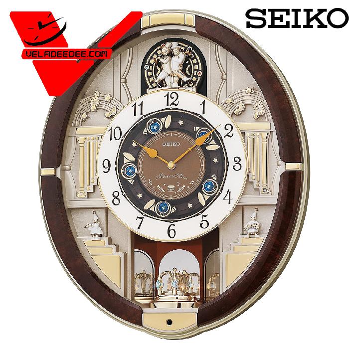 Seiko นาฬิกาแขวน เสียงดนตรี Hi-Fi หน้าปัดที่เคลื่อนไหวตามจังหวะดนตรี รุ่น QXM289B 