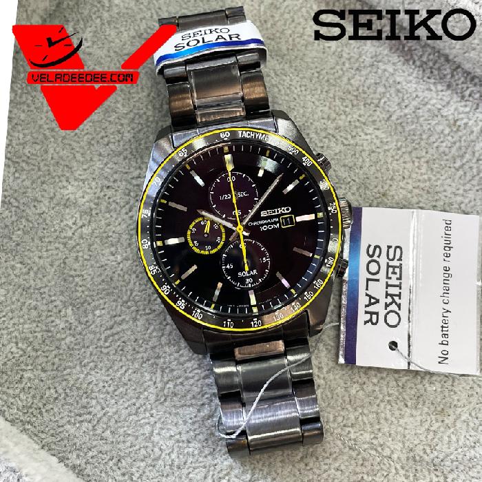 นาฬิกา Seiko SSC723P1 Solar Chronograph Analog สายแสตนเลส เรือนรมดำ รุ่น SSC723P รับประกันศูนย์ไซโก้ 1 ปี