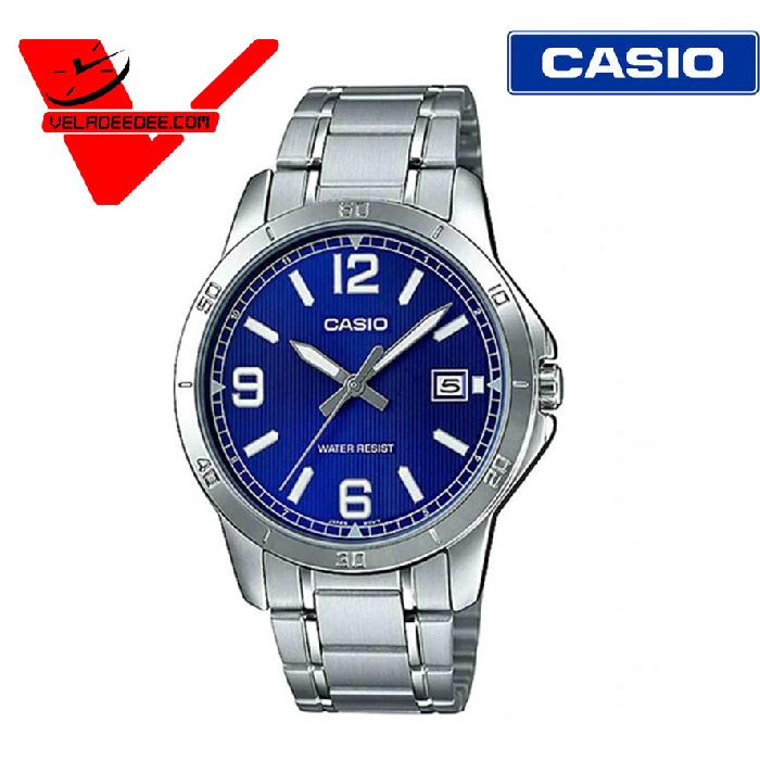 Casio Standard นาฬิกาข้อมือชาย (ประกันCMG ศูนย์เซ็นทรัล 1 ปี) รุ่น MTP-V004D-2B (หน้าน้ำเงิน)
